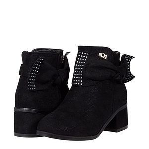 Badgley Mischka Kids Kara Ankle Bow Boot, Black, 1 Little Kid